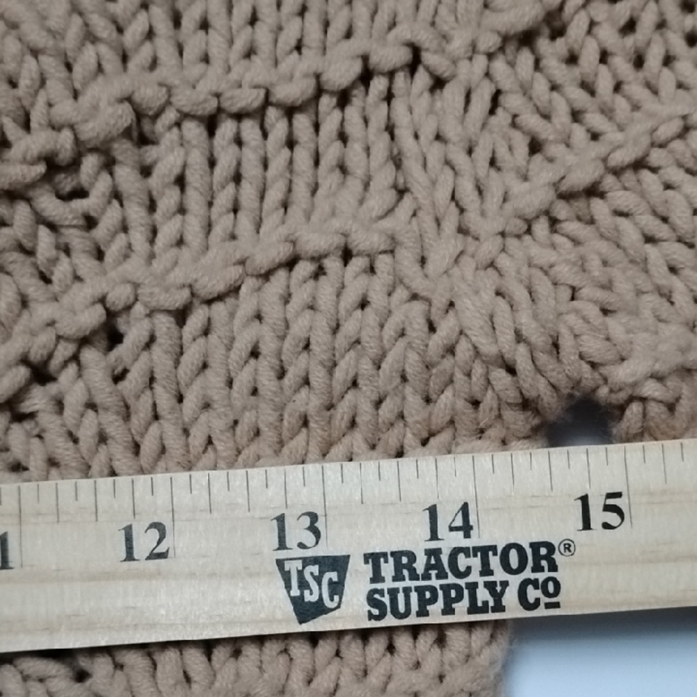 Y2K Boho Coquette Cottagecore Festival  Beach Tan Open Knit Tie Front Sweater - Picture 12 of 14